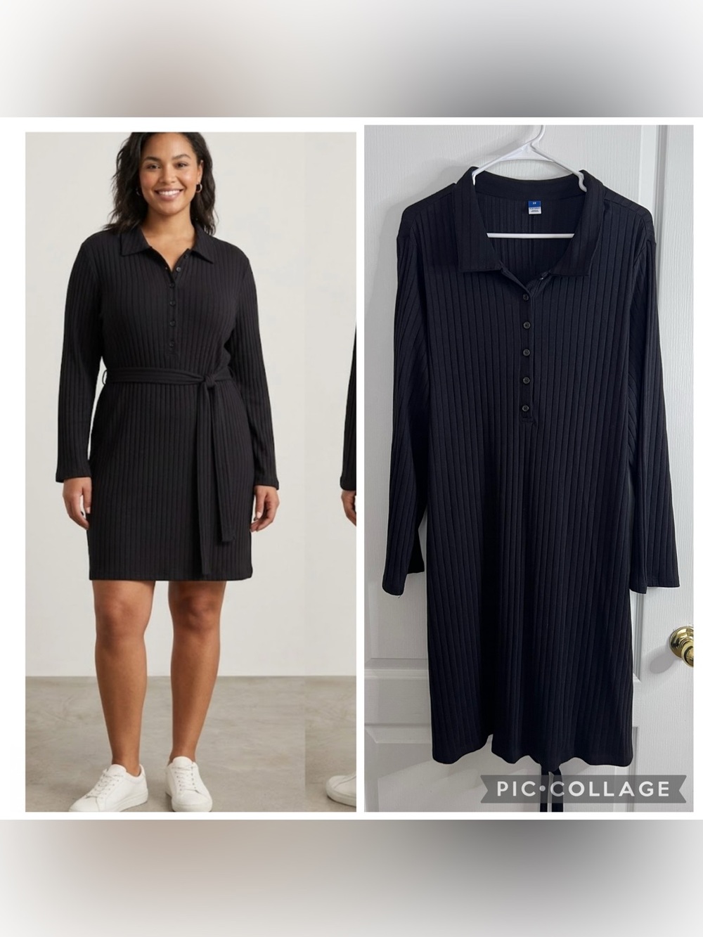 Old Navy Fitted Rib-Knit featuring a spread collar long sleeves dress size 3X
